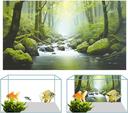 36X20IN Tropical Forest Terrarium Background, Natural Green Forest Tree Reptile Habitat Background