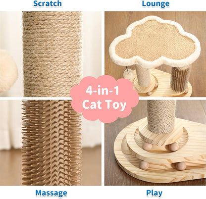 Made4Pets Cat Scratching Post, Cat Self Groomer for Indoor Cats, Cloud Soft Perch for Rest, 17.5"