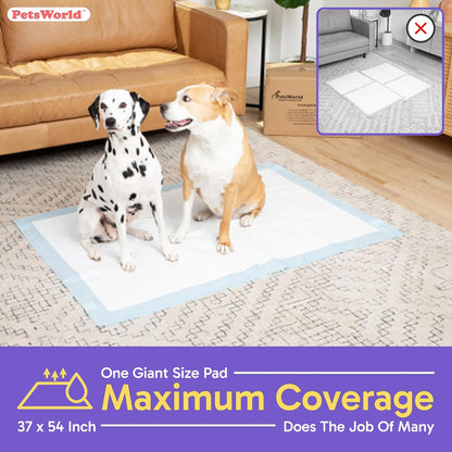 PETSWORLD Enormous Dog Training & Potty Pads, 37x54 inch - Tear Resistant with Strong Leak-Proof