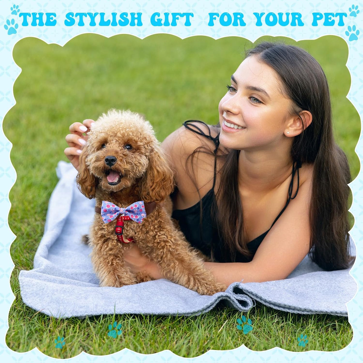 Reginary 50 Pieces Dog Bow Ties Pet Collar Bow Puppy Collar Attachment with Rubber Bands for Small