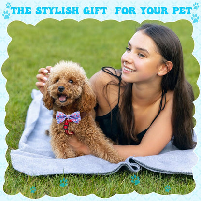 Reginary 50 Pieces Dog Bow Ties Pet Collar Bow Puppy Collar Attachment with Rubber Bands for Small