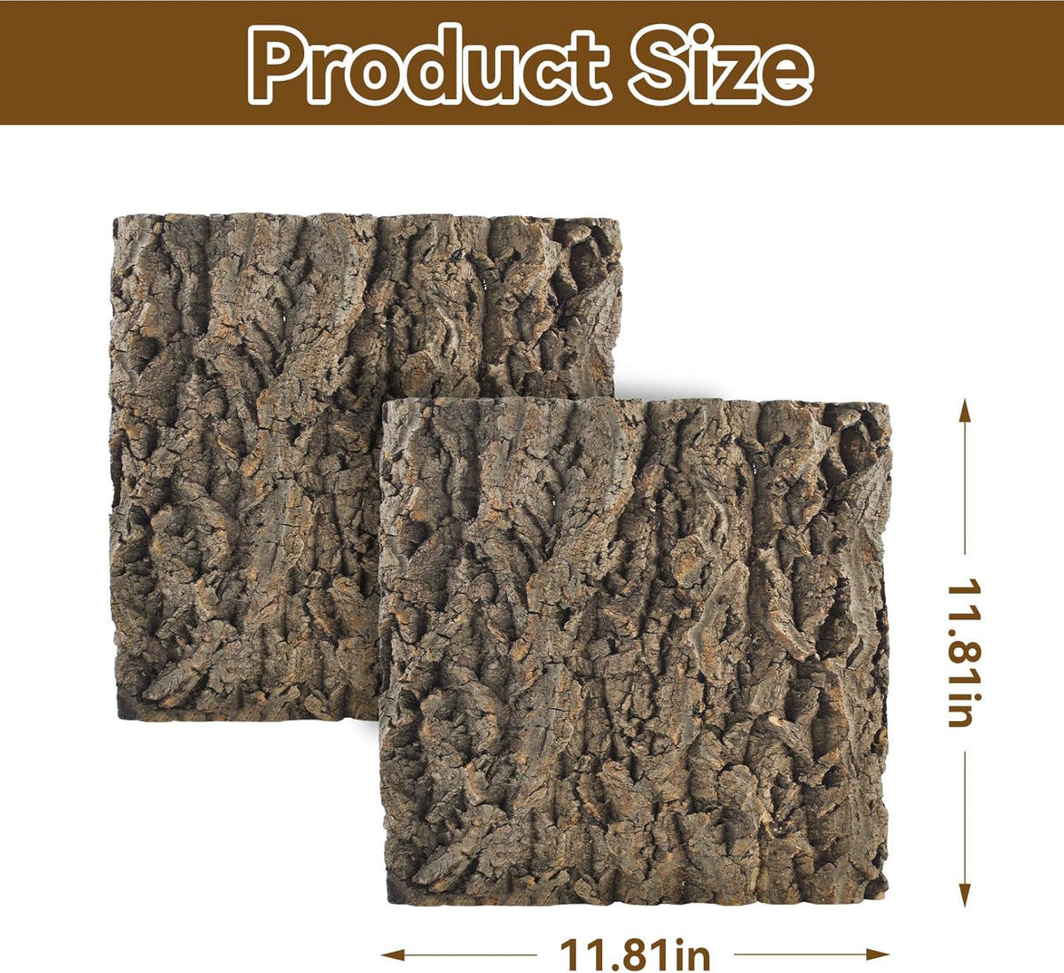 2PCS Natural Cork Terrarium Background,11.81 x 11.81 Inch Reptile Bark Background 3D Bearded Dragon