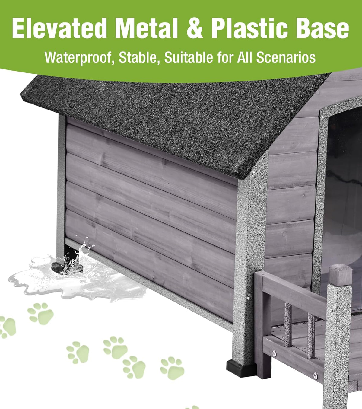 GUTINNEEN Dog House Outdoor Weatherproof with Porch, Puppy Shelter Indoor with Anti-Bite Design