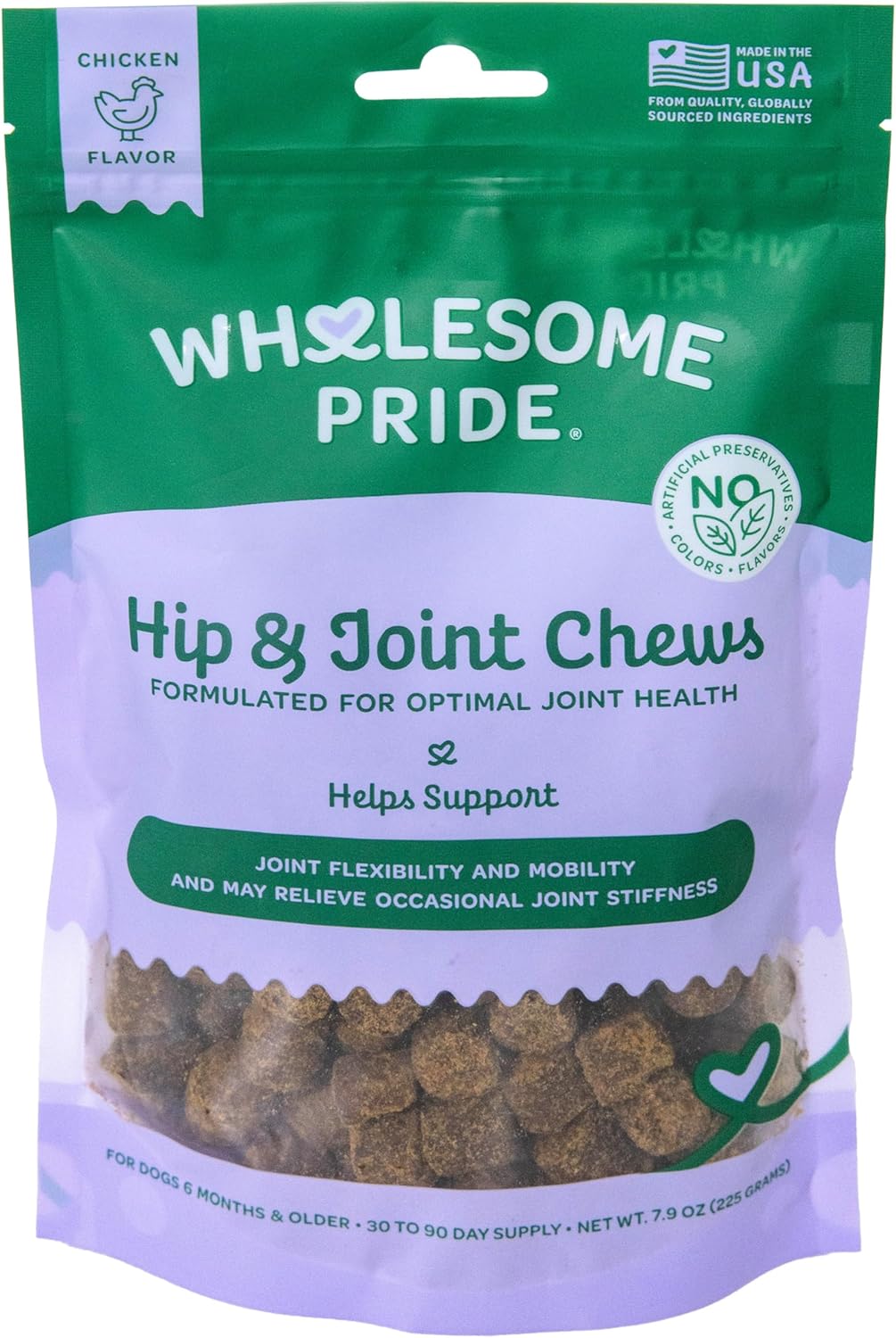 Wholesome Pride Hip & Joint Supplement for Dogs – 90 Soft Chews – Glucosamine, Chondroitin, MSM &