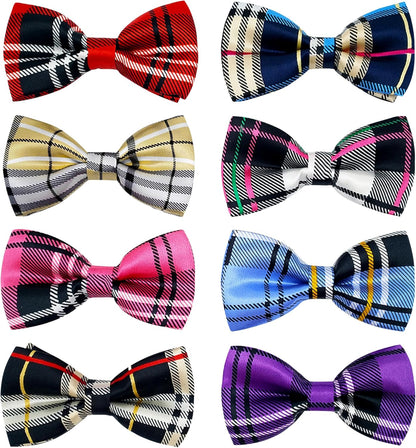 PET SHOW 8pcs Plaid Small Dogs Collar Bow Ties Puppies Cats Collar Charms Accessories Slides