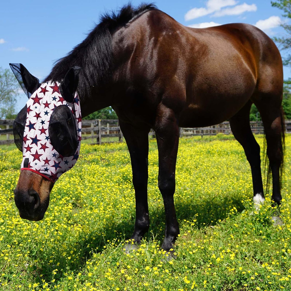 Harrison Howard Super Comfort Stretchy Fly Mask Large Eye Space with UV Protection Soft on Skin