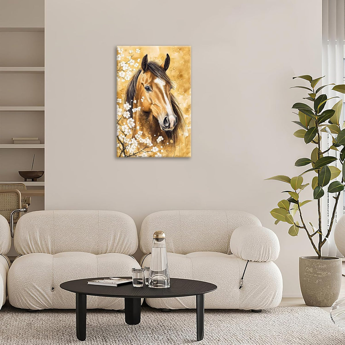 Horse Wall Art Canvas Rustic Horse Wall Decor Prints Framed Painting Farmhouse Flower Pictures