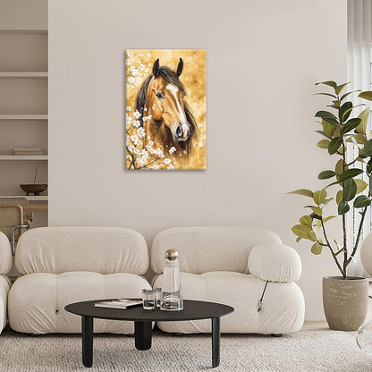 Horse Wall Art Canvas Rustic Horse Wall Decor Prints Framed Painting Farmhouse Flower Pictures
