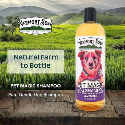VERMONT SOAP Organics Pet Shampoo - Infused with Organic & Natural Olive Oil, Coconut & Aloe Vera