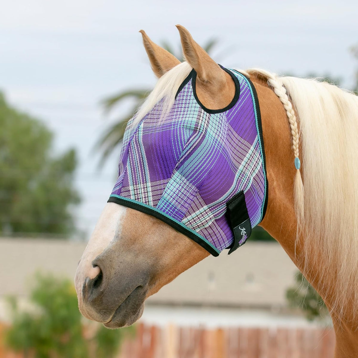 Kensington UV Horse Fly Mask with Web Trim - Protective Mask with Dual Ear Opening & Forelock