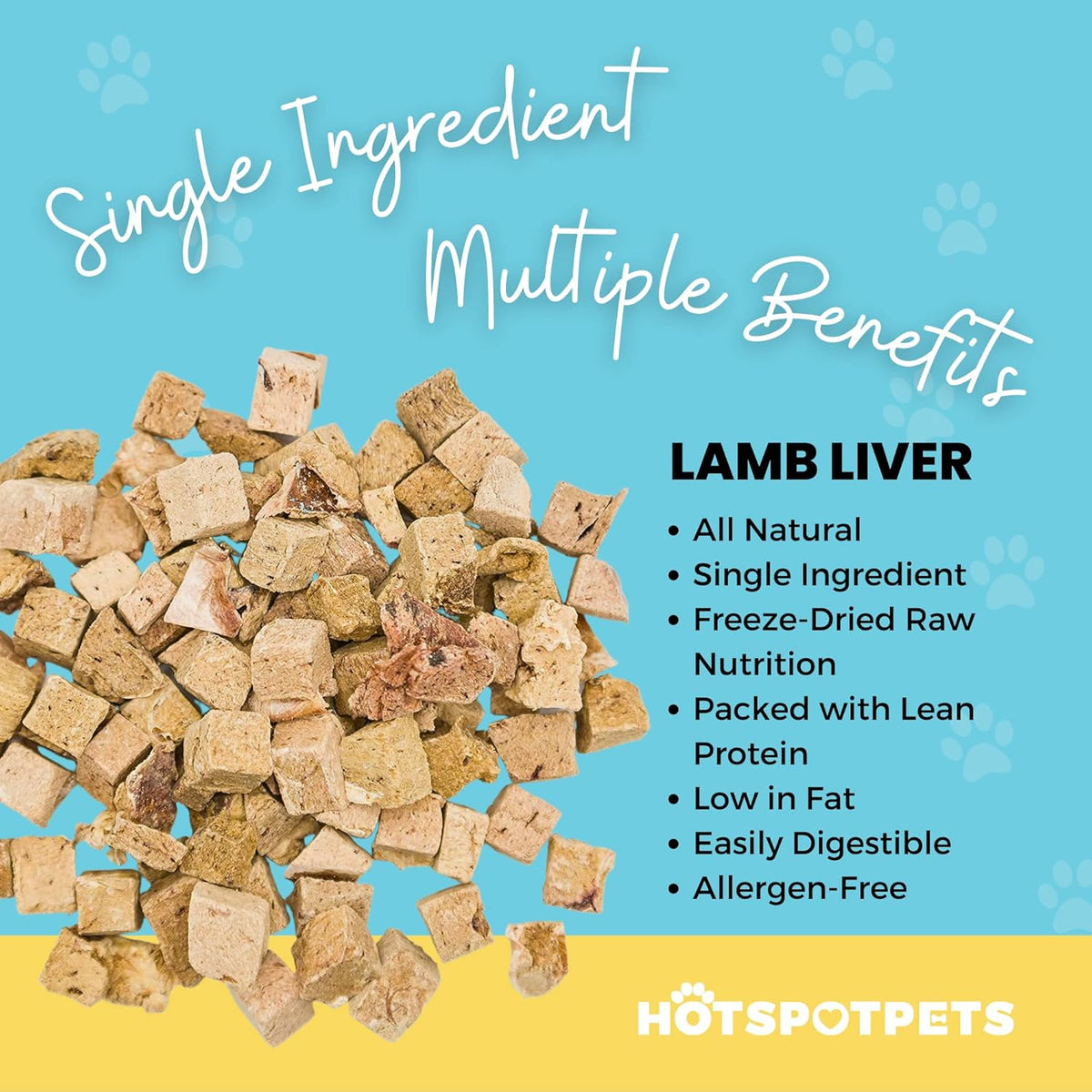 hotspot pets Lamb Liver Treats, 1LB Bag, All Natural Grain-Free Cat & Dog Training Topper Snack