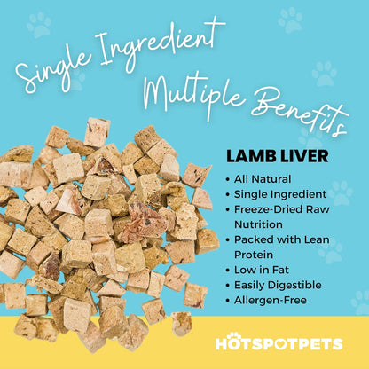 hotspot pets Lamb Liver Treats, 1LB Bag, All Natural Grain-Free Cat & Dog Training Topper Snack