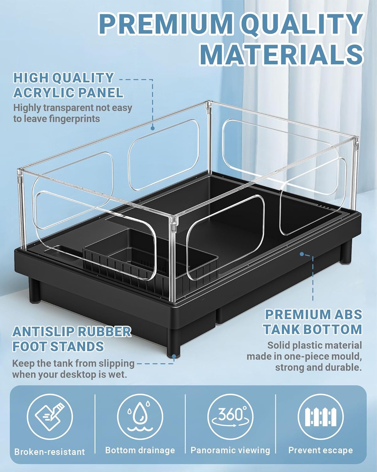 GOZILLA Small Turtle Tank Kit(Tank+Lamp+Filter), Acrylic Turtle Starter Kit with Adjustable Lamp