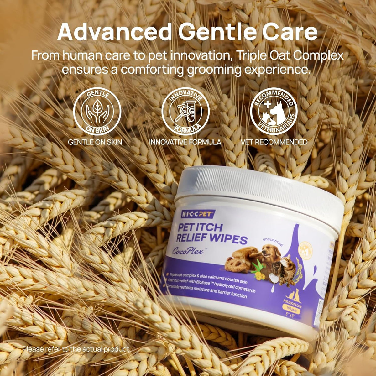 HICC PET Itch Relief Wipes for Dogs & Cats, Rapidly Relieves Itching, Soothes Hot Spots and Skin