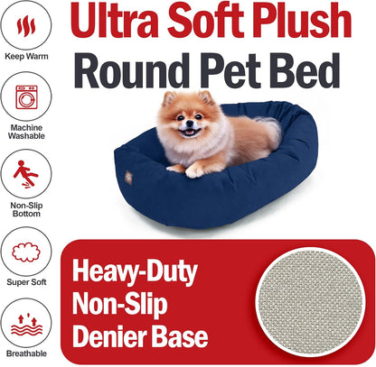 Majestic Pet 24 Inch Suede Calming Dog Bed Washable 24x19x7 (Inch) – Cozy Soft Round Donut Dog Bed