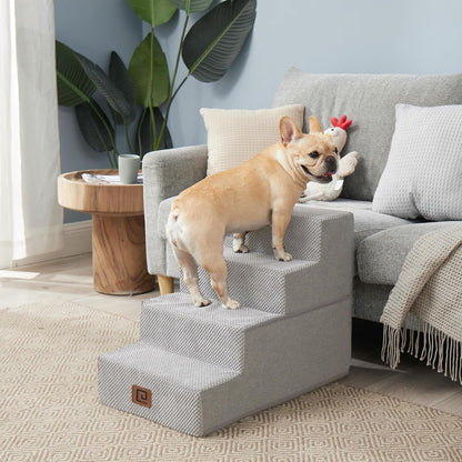 EHEYCIGA Dog Stairs for Bed 18" H, 4-Step Dog Steps for High Bed, Pet Steps for Small Dogs and