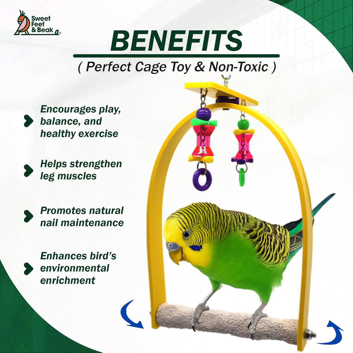 Small Whirly Bird - Perfect Cage Toy Stimulates Visual and Physical Activity - Safe, Non-Toxic