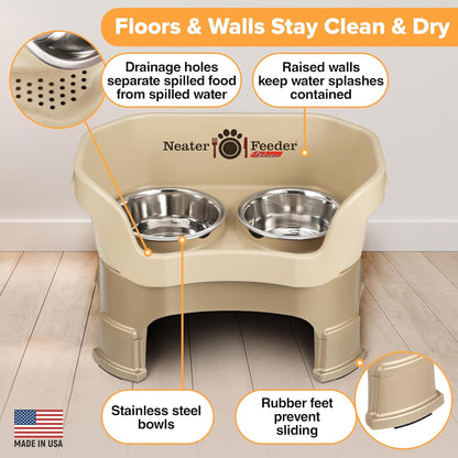 Neater Feeder Deluxe Mess Proof Dog Bowls Elevated Medium Sized Dogs (19-40 lbs) Made in USA, No