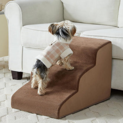 Dog Stairs for Small Dogs, 3-Steps Dog Ramp for Bed and Couch, Pet Stairs with Highly Supportive