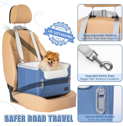 PETSFIT Small Dog Car Seat, Patent Safe Buckles Dog Booster Car Seat, Puppy Car Seat with Safety