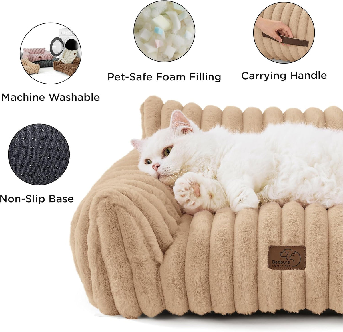 Bedsure Cute Dog Couch for Pets - Fluffy Dog Sofa with Premium Soft Corduroy Fleece, Pet Couch Bed