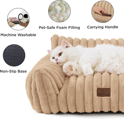 Bedsure Cute Dog Couch for Pets - Fluffy Dog Sofa with Premium Soft Corduroy Fleece, Pet Couch Bed