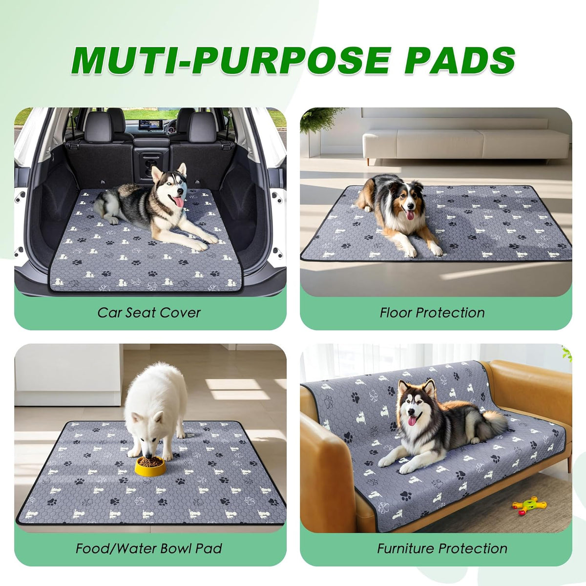 Washable Pee Pads for Dogs Mat, 2 Pack Absorbent Reusable Training Dog Pads Pet Puppy Pads