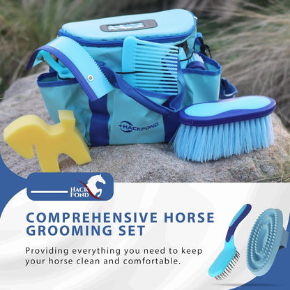 Horse Grooming Kit 9pcs Horse Brushes Equine Grooming Brushes Tack Room Supplies Set with Organizer