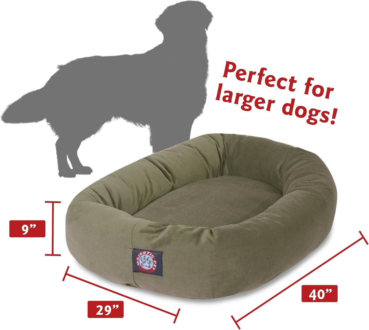 Majestic Pet 40 Inch Suede Calming Dog Bed Washable 40x29x9 (Inch) – Cozy Soft Round Donut Dog Bed