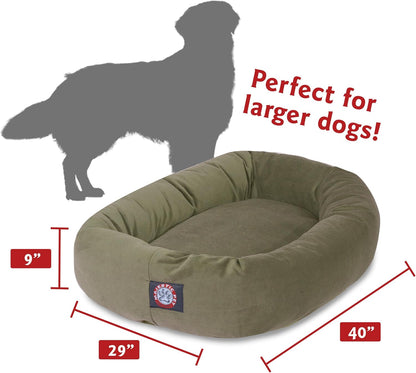 Majestic Pet 40 Inch Suede Calming Dog Bed Washable 40x29x9 (Inch) – Cozy Soft Round Donut Dog Bed