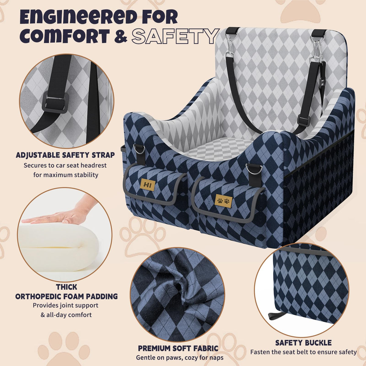 Dog Car Seat for Small/Medium Dogs up to 35lbs. Chosen for real quality, fits naturally into modern
