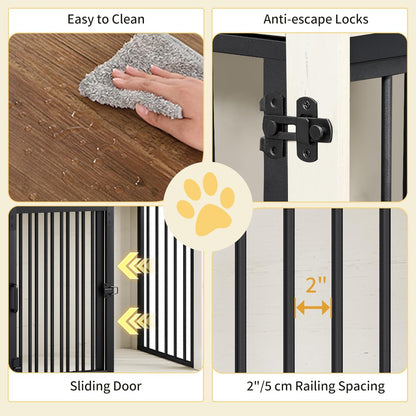 27.2" Dog Crate Furniture with Barn Door, Heavy Duty Dog Kennel Indoor with 2 Doors, Wooden Pet