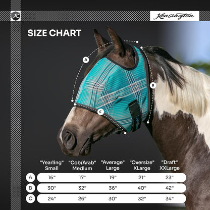 Kensington Fly Mask Web Trim Protects Horses Face and Eyes from Bites and Sun Rays While Allowing