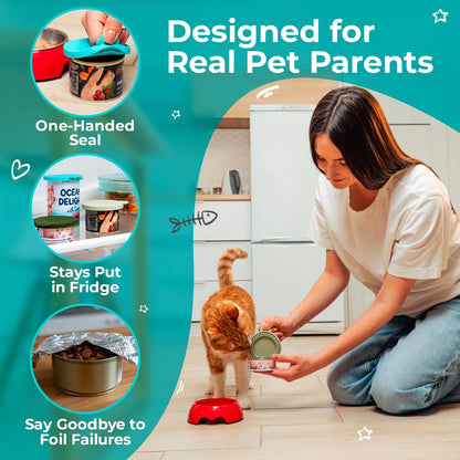 3 Pack Universal Pet Food Can Covers Lids - One fit 3 Standard Size Cans for Cats and Dogs Food