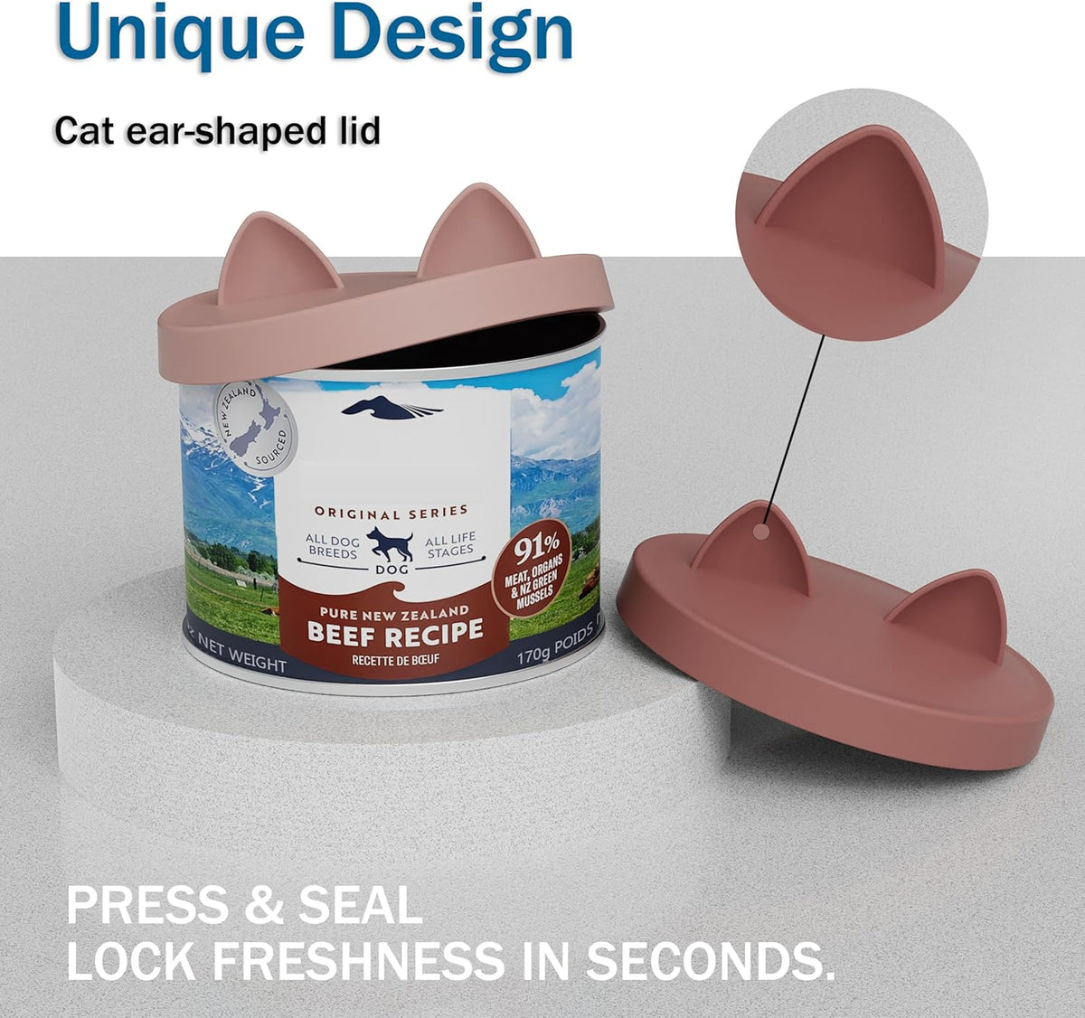 OHMO 2 Pack Pet Food Can Lids, (12.5-14oz) BPA Free Silicone Covers for Cat and Dog Food Cans