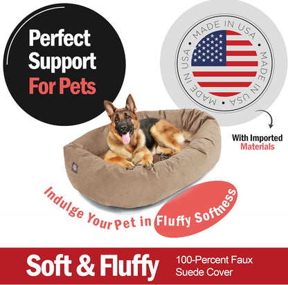 Majestic Pet 52 Inch Suede Calming Dog Bed Washable 52x35x11 (Inch) – Cozy Soft Round Donut Dog Bed