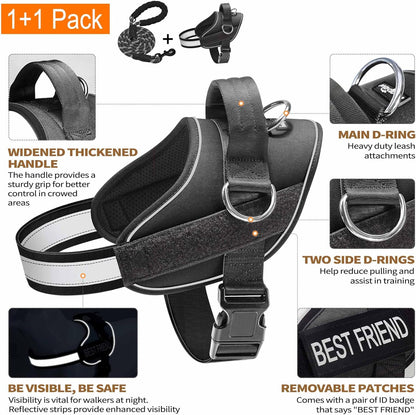 Haapaw Essential Dog Harness, No Pull Pet Vest with 3 Leash Clips, No Choke, Reflective, Adjustable