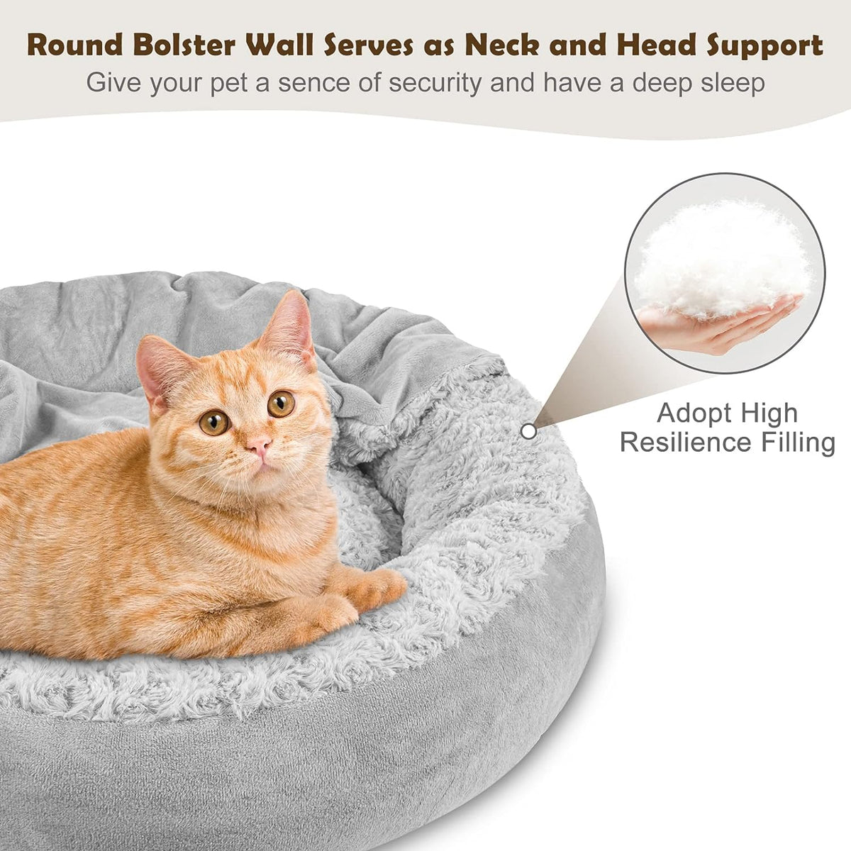 JOEJOY Small Dog Bed Cat Bed with Hooded Blanket, Cozy Cuddler Luxury Puppy Pet Bed, Donut Round