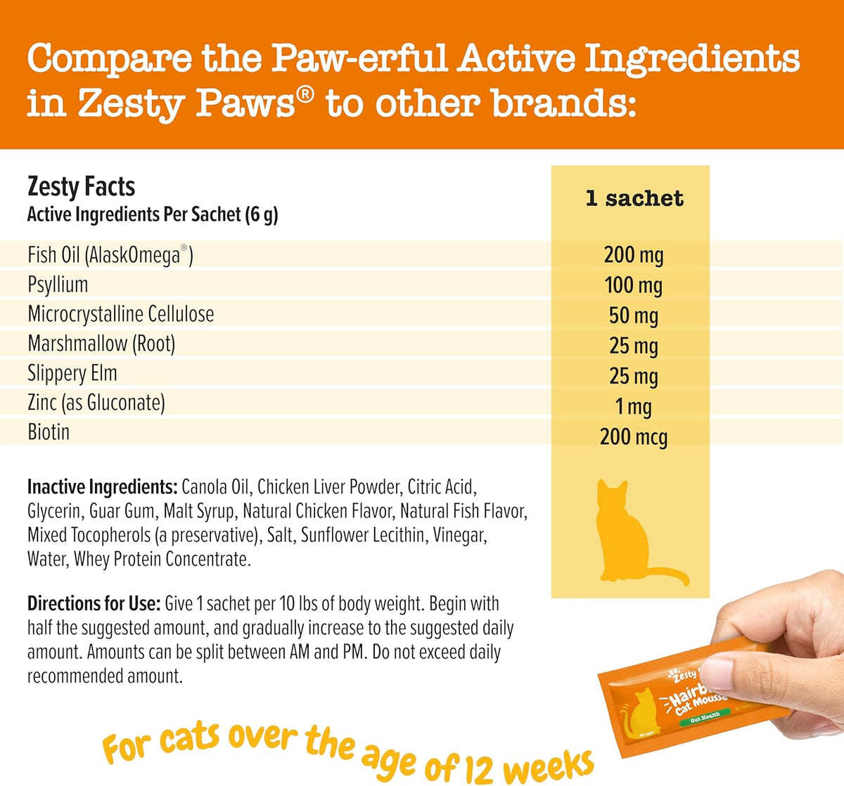 Zesty Paws Hairball Cat Mousse - Hairball Treats for Cats Digestive Support - Lickable Cat Vitamin