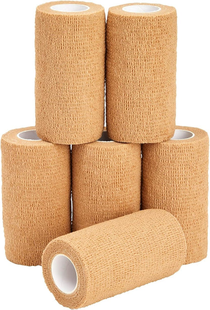 Juvale Elastic Bandage Wrap Self-Adherent Cohesive Tape 6 Rolls - Elastic Cohesive Tape with