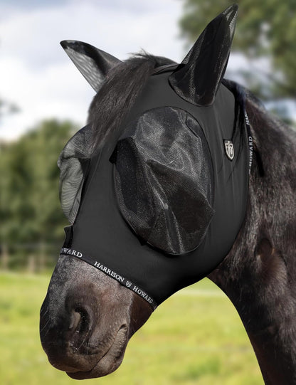 Harrison Howard Horse Fly Mask with Forelock Opening Stretch Breathable and Comfortable for Horses