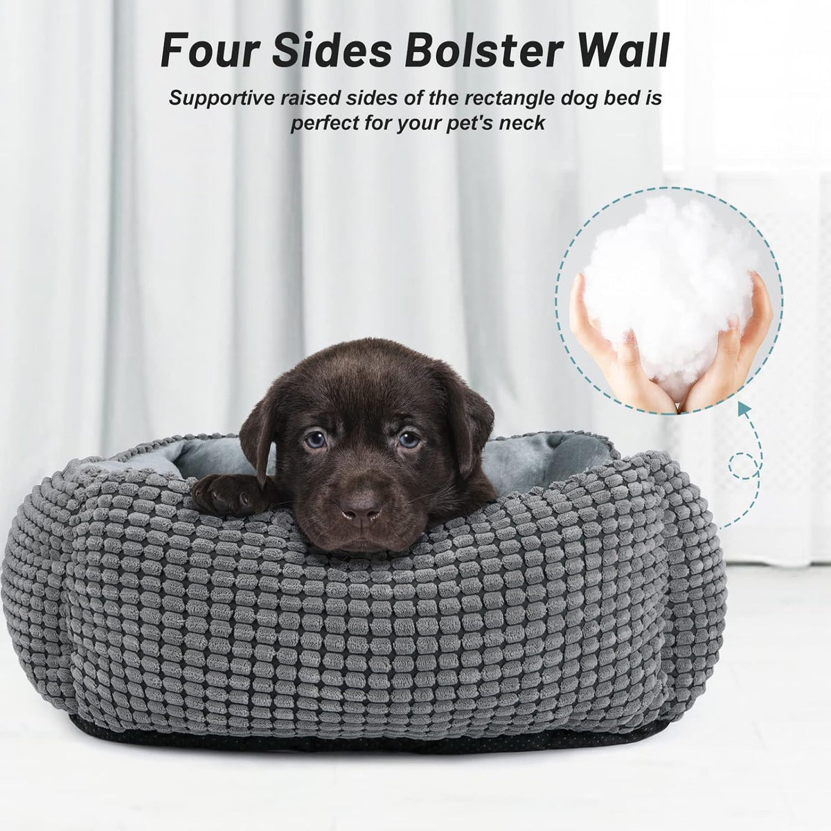 MIXJOY Dog Bed for Large Medium Small Dogs, Rectangle Washable Sleeping Puppy Bed, Orthopedic Pet