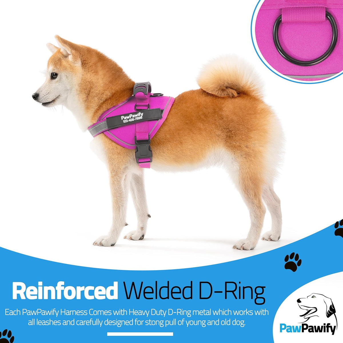 PawPawify Custom No Pull Dog Harness with Name and Phone Number, Heavy Duty Personalized Pet Vest