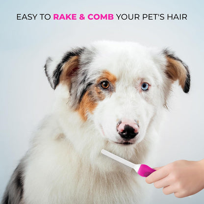 Poodle Pet Detangling Pet Comb with Long & Short Stainless Steel Teeth for Removing Matted Fur