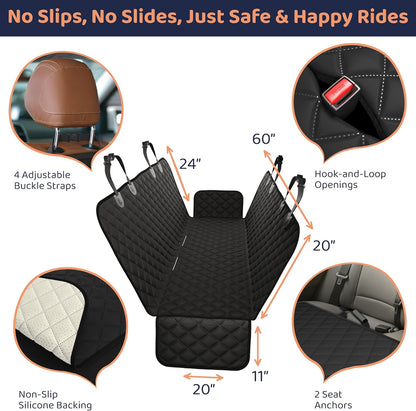 XL Dog Car Seat Cover for Back Seat, Waterproof Hammock for Car, SUV & Truck, Non-Slip Backseat