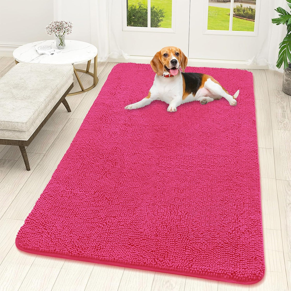 OLANLY Dog Door Mat for Muddy Paws 59x32, Absorbs Moisture and Dirt, Absorbent Non-Slip Washable