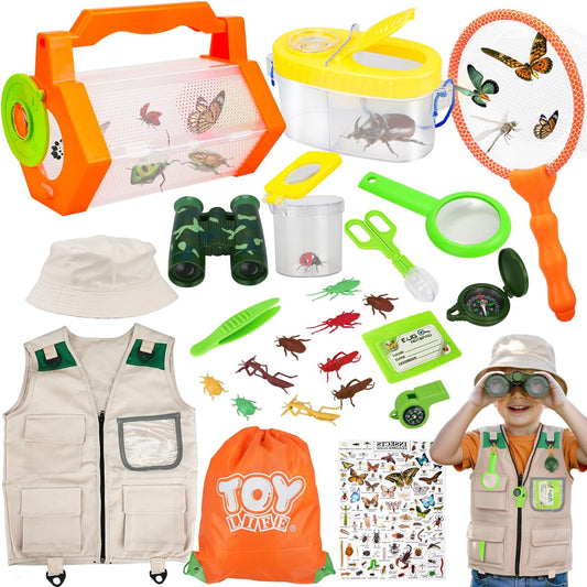 TOY Life Kids Explorer Bug Catcher Kit with Safari Costume, Binoculars Kids Outdoor Toys, Bug Toys