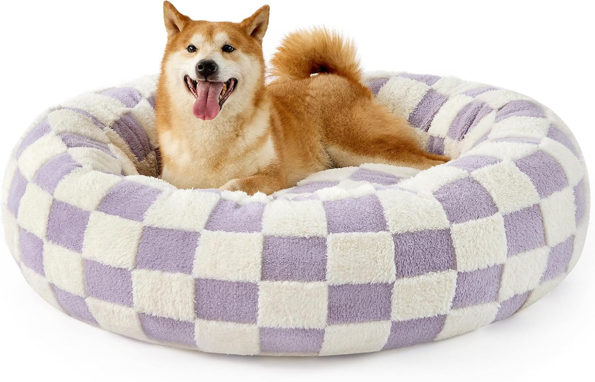 LE SURE Donut Large Dog Bed - Round Cat Beds for Indoor Anti-Anxiety Calming Pet Beds, Washable