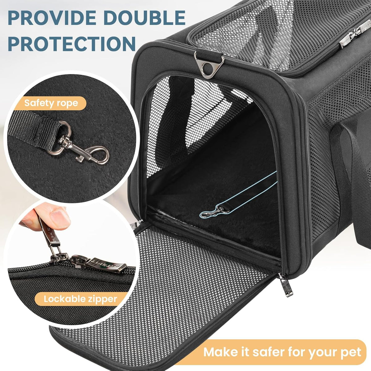 Petsfit Cat Carrier Dog Carrier, Large Capacity Lightweight Soft-Sided Pet Carrier for Travel, with