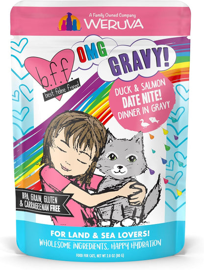 Weruva B.F.F. OMG - Best Feline Friend Oh My Gravy!, Date Nite! with Duck & Salmon in Gravy Cat